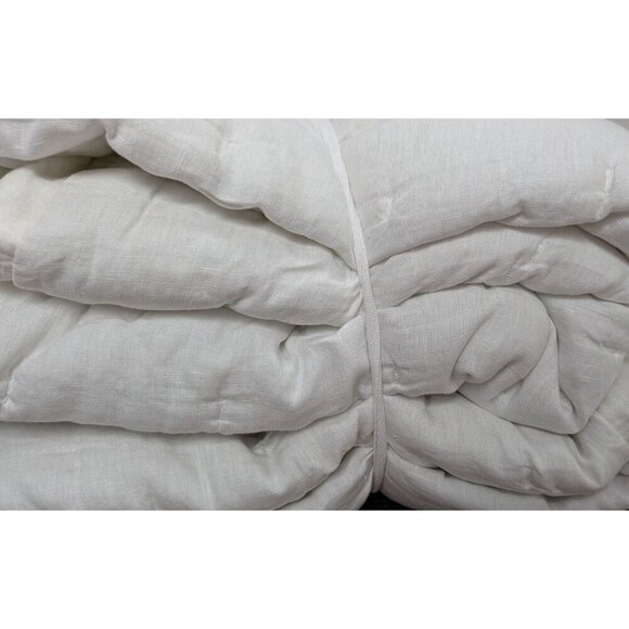 Quince 100% European Linen Dream Quilt 3PC Set Color White Size Full/Queen -NEW - Picture 3 of 8